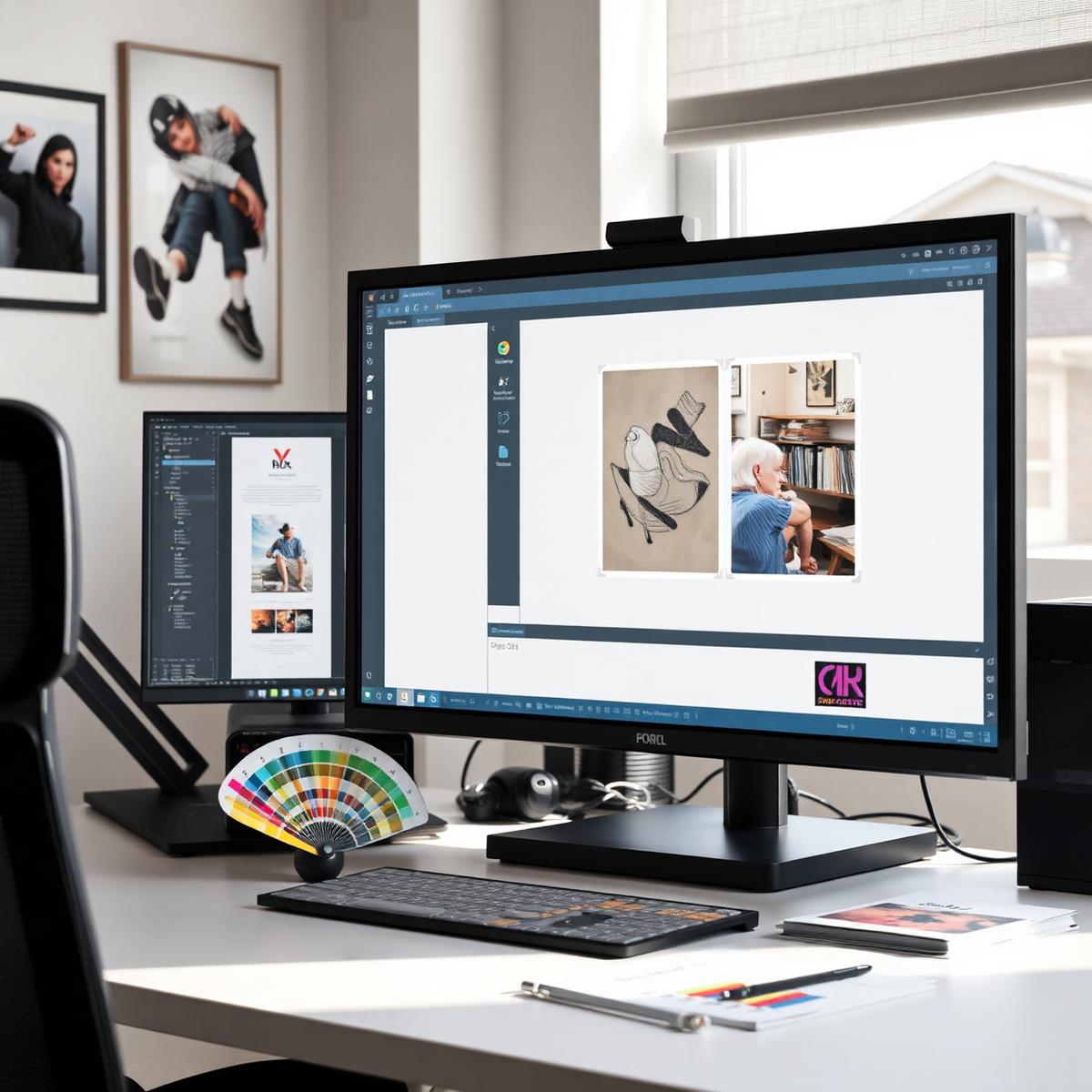 Designer preparing print-ready artwork on screen