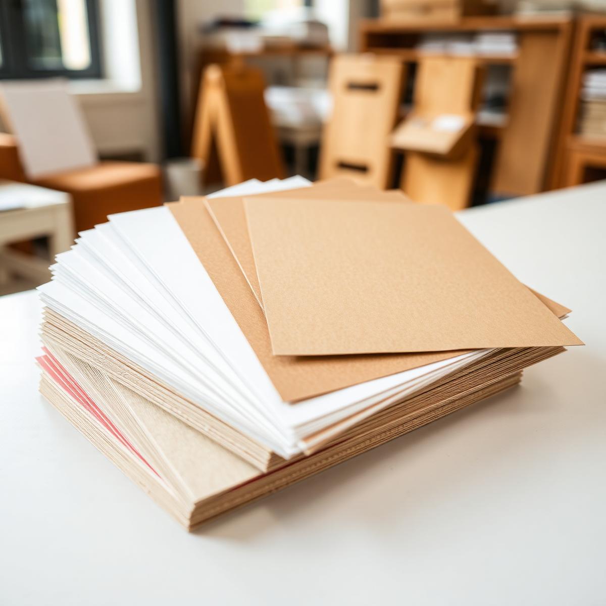 Paper stock swatches and lamination finish samples