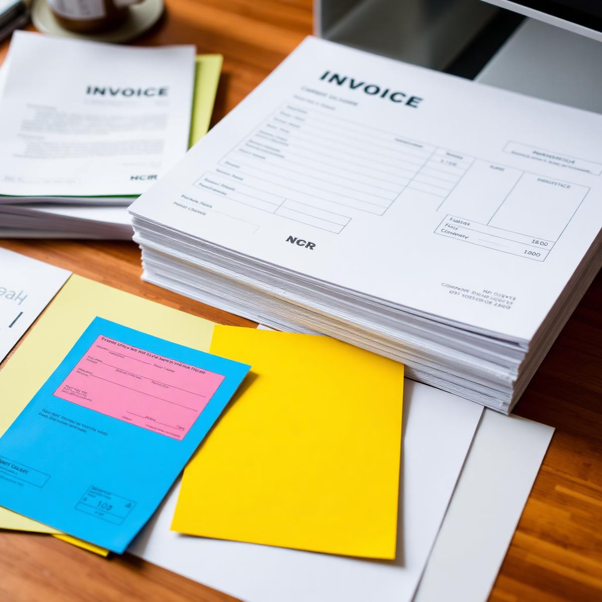 Carbonless NCR invoice forms and printed documents
