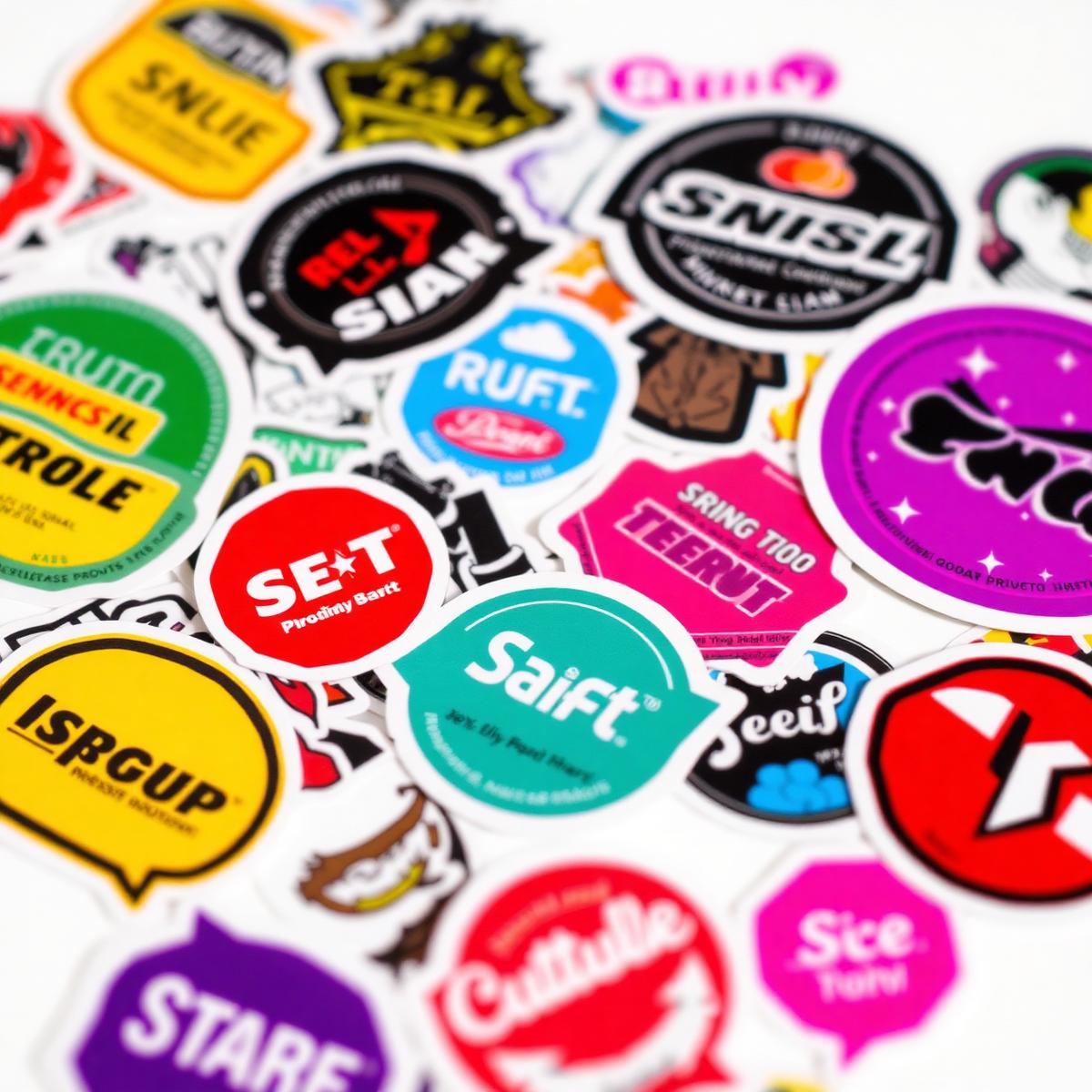 Colourful die-cut stickers and product labels